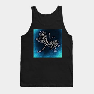 Dragonfly Design Blue, Black & White Inspirational Gifts Graphic Blue Dragonflies Tank Top